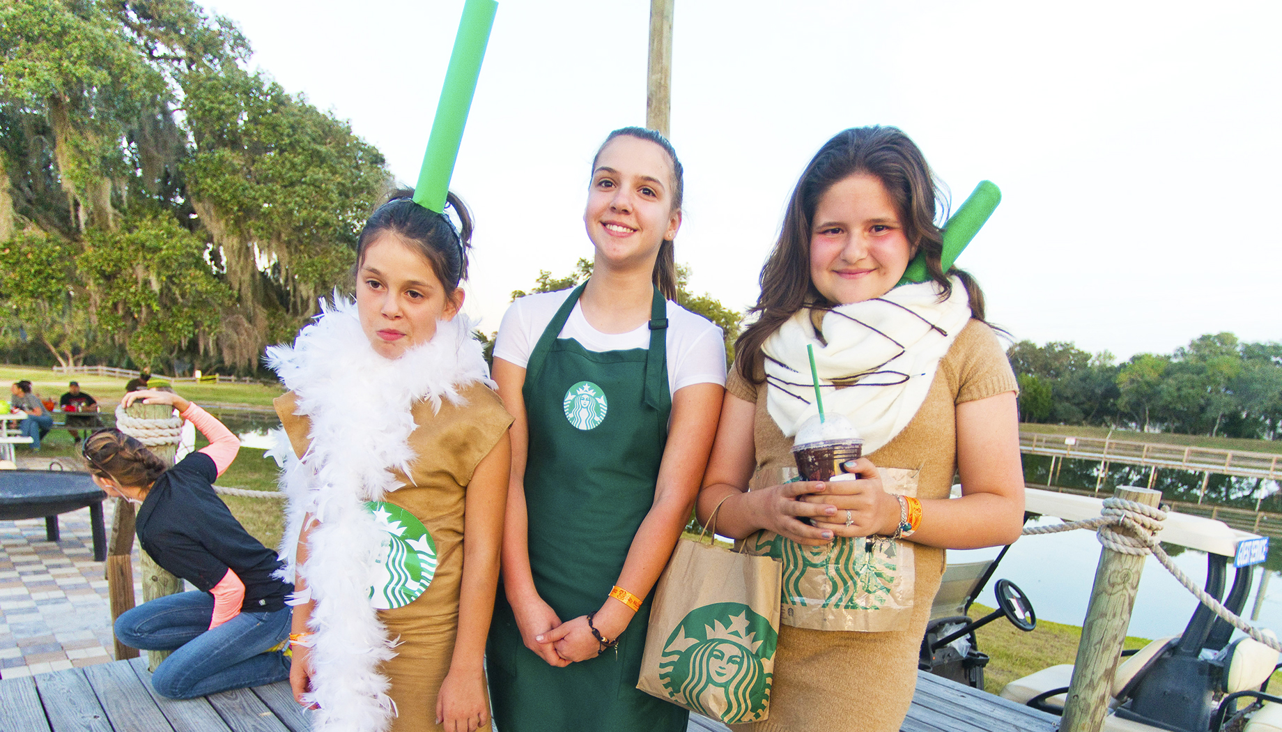 BLOG Group of girls dressed up as Starbucks coffee and baristas.